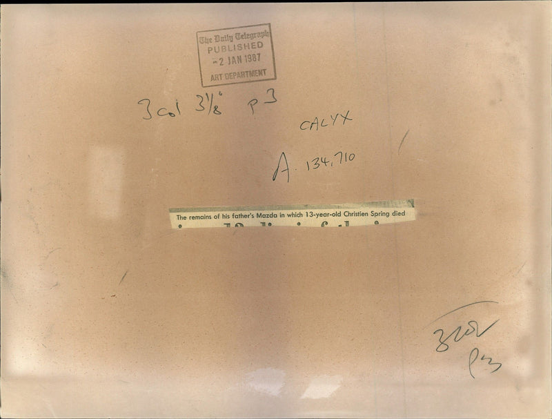 Remains of Christien Spring's Father's Mazda - Vintage Photograph