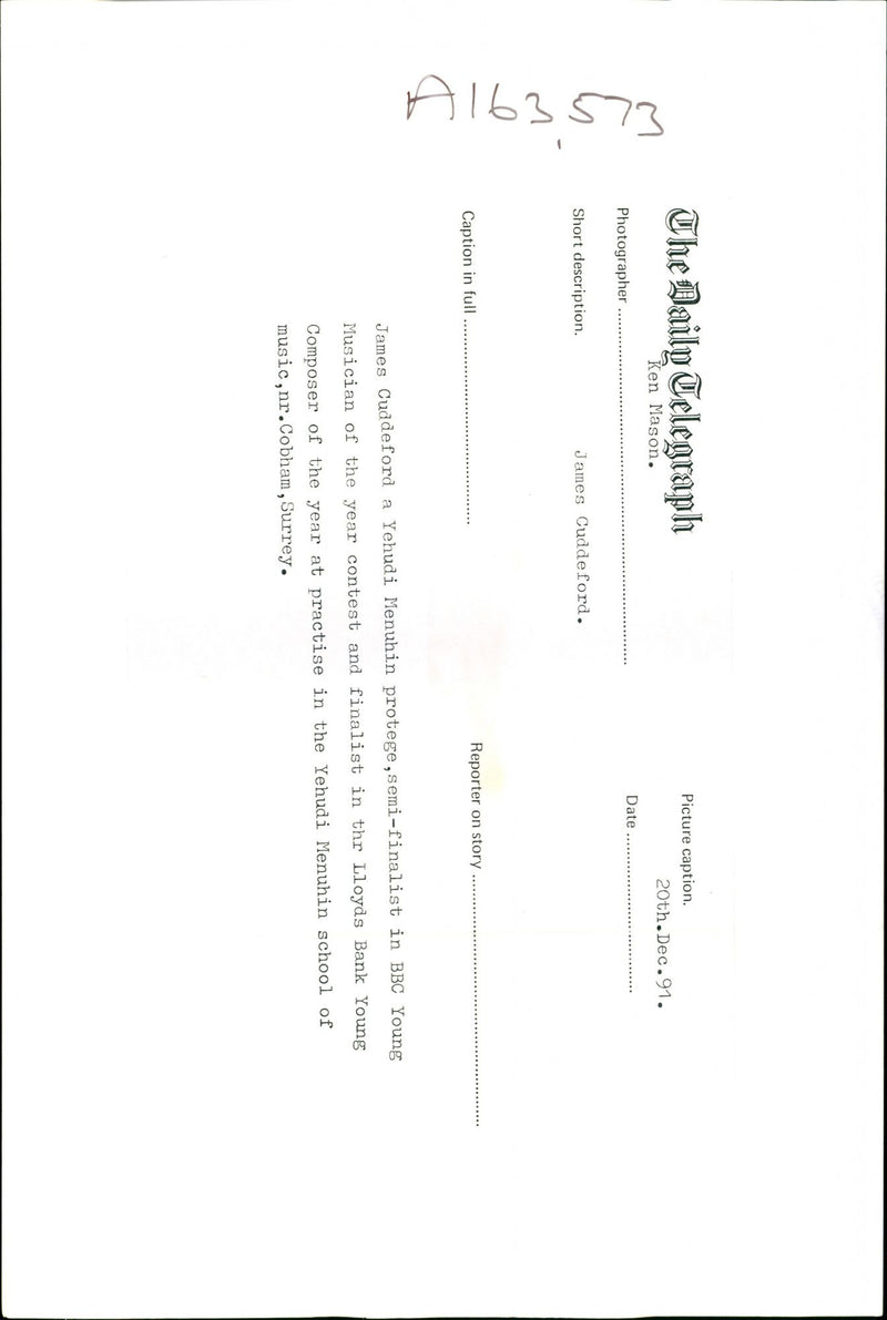 THE DAILY TELEGRAPH KEN MASON CASEY DAVID JAMES MUSIC COMPOSER MUSICIAN - Vintage Photograph