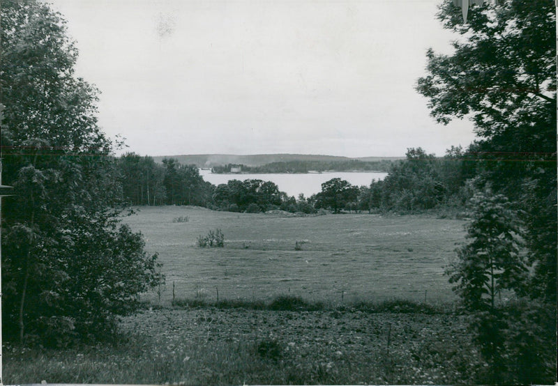View of fields and lake, Bogesund - Vintage Photograph