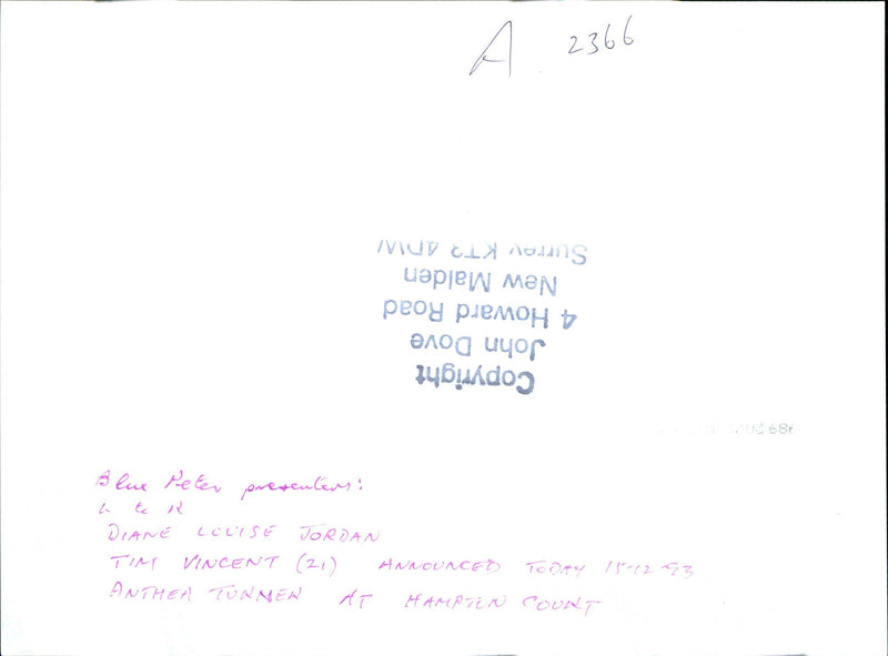 SURREY ADI POET PUEMOHD AND YOUR BULDOG VINCENT DIANE LOUISE - Vintage Photograph