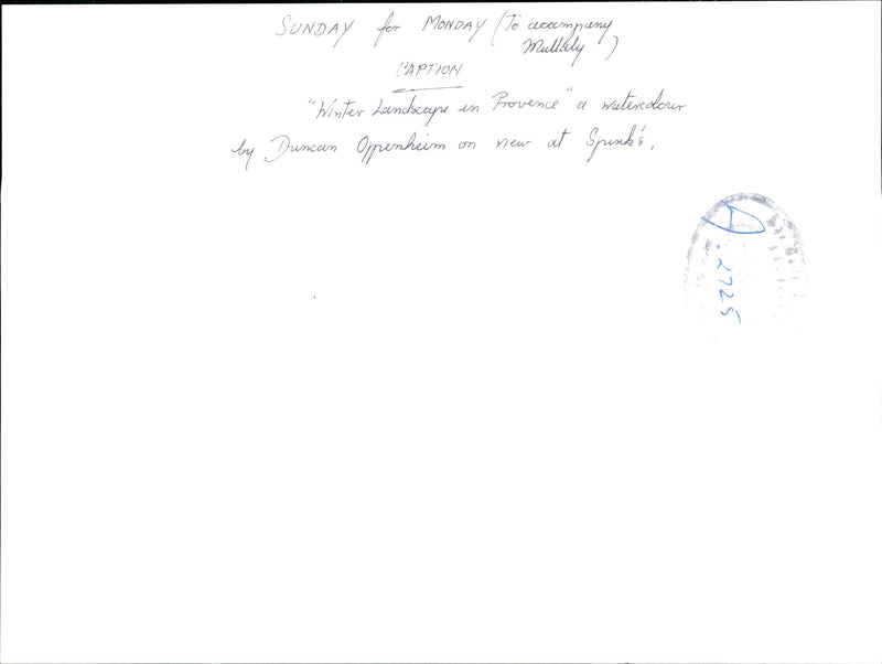 Sir Duncan Oppenheim: Winter Landscape in Provence. - Vintage Photograph