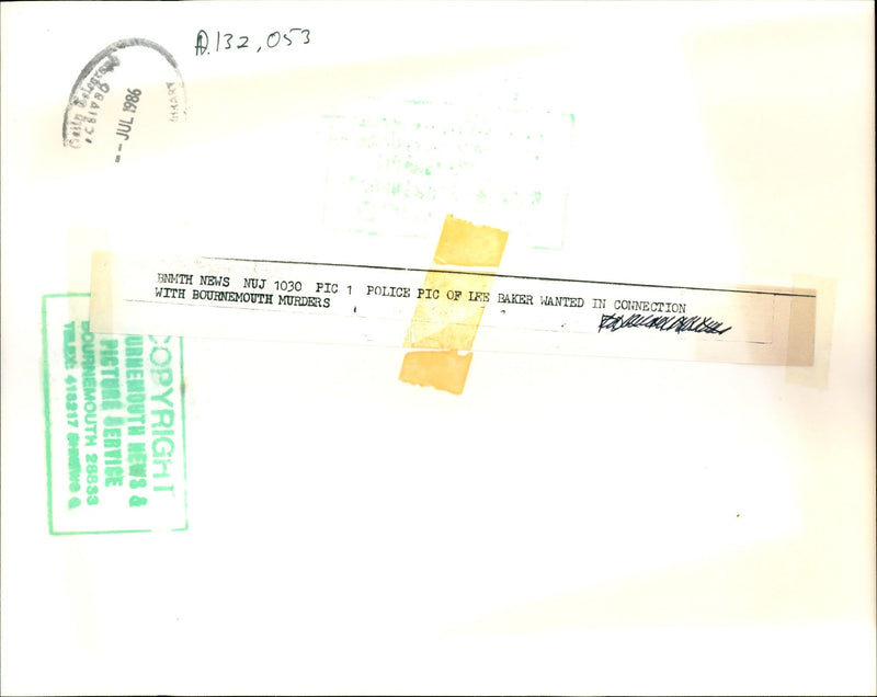LES BAKER WANTED CONNECTION WITH BOURNEMOTO MURDERS POLICE REL LEE - Vintage Photograph