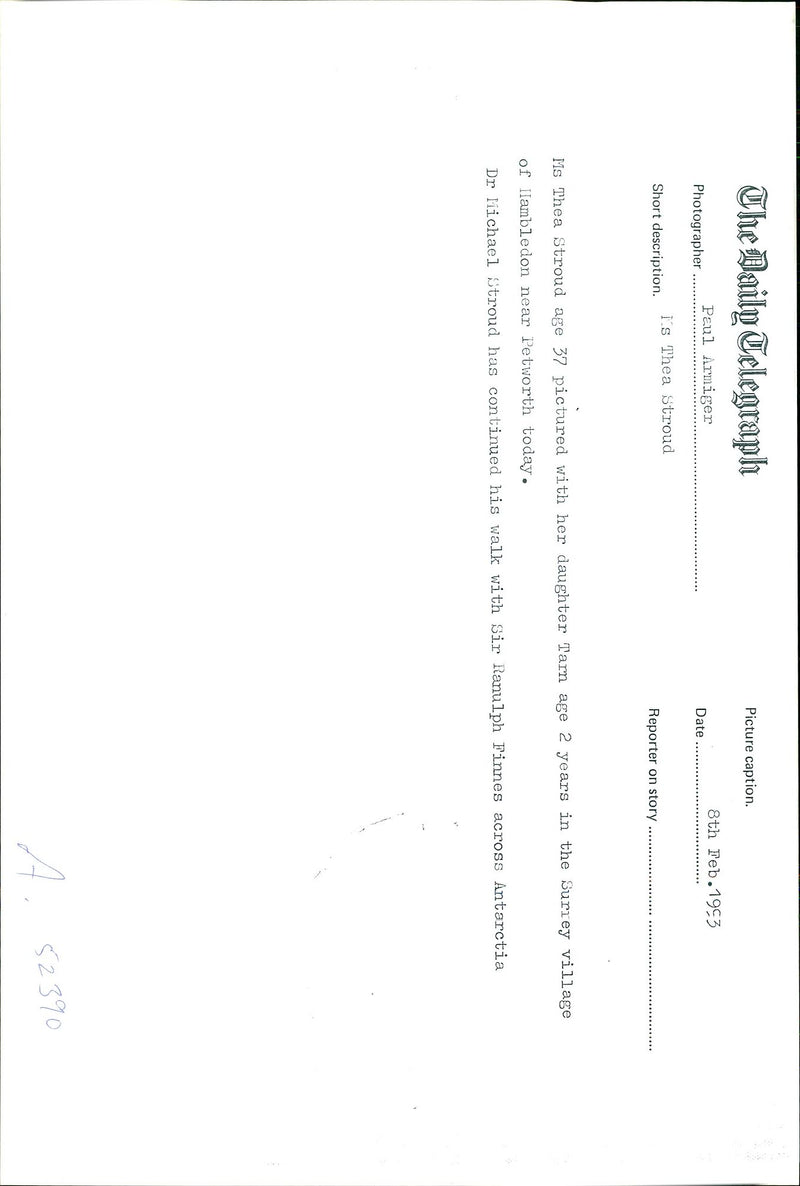 1993 MICHAEL STROUD HAS CONTINUED HIS WALK WITH SIR PAUL ARMIGER DAUGHTER - Vintage Photograph