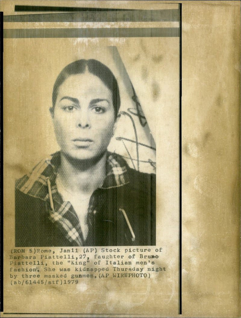 1979 BARBARA PIATTELLI WAS KIDNAPPED THURSDAY NIGHT THREE ITALIAN KING FASHION - Vintage Photograph