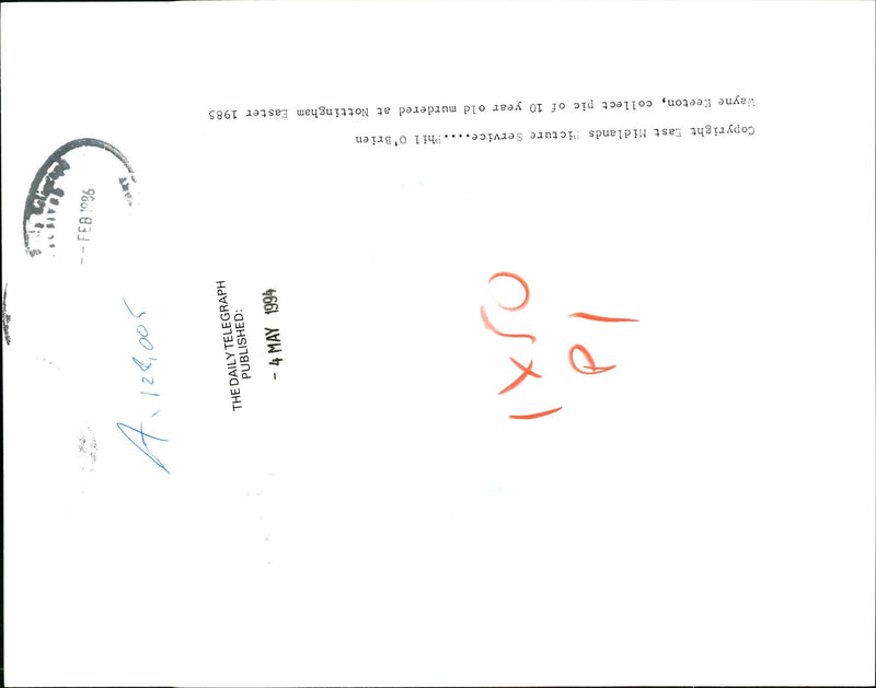 1994 YEAR OLD MURDERED NOTTINGHAM EASTER WAYNE KEETON PHIL OBRIEN PUBLISHED - Vintage Photograph