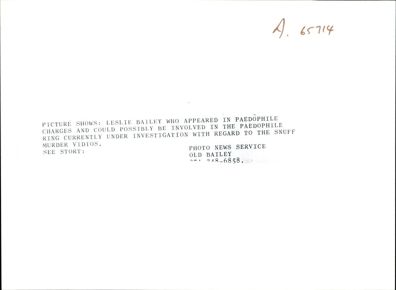 LESLIE BAILEY COULD POSSIBLY INVOLVED THE PAEDOPHILE RING CURRENTLY - Vintage Photograph