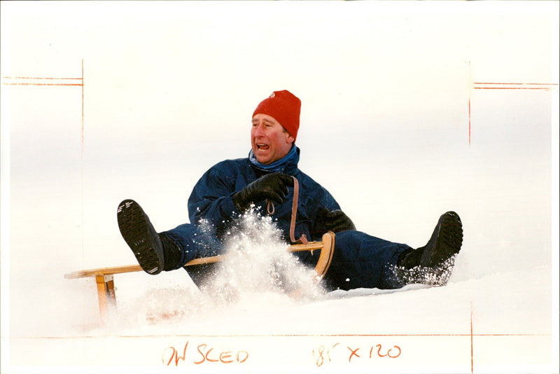 Prince Charles with a sleigh - Vintage Photograph