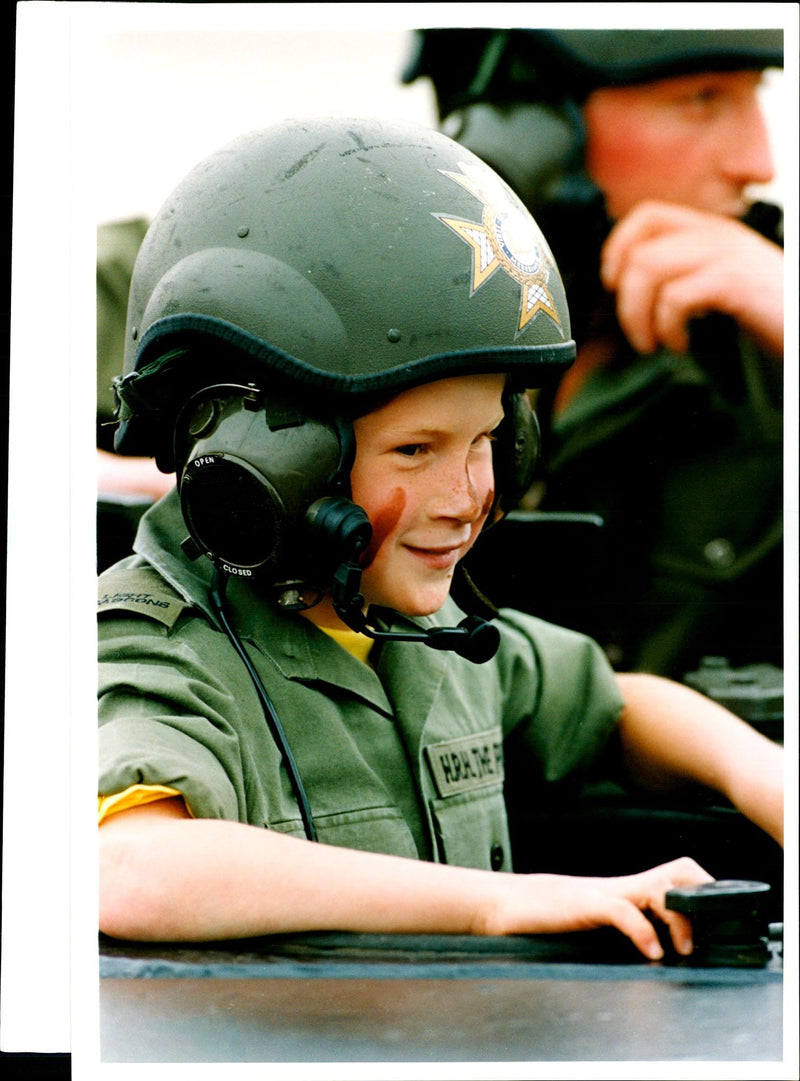 Prince Harry with a tank helmet - Vintage Photograph