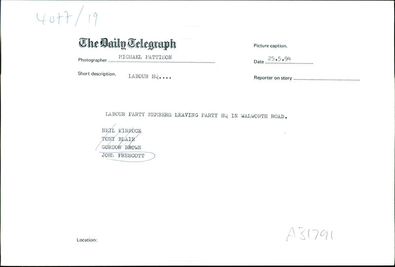 John Prescott - Vintage Photograph