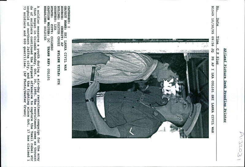 1995 THE RECRUITMENT CAME SOLDIERS CONTINUED LARGEST TITLE WAR WRITER ARMY - Vintage Photograph