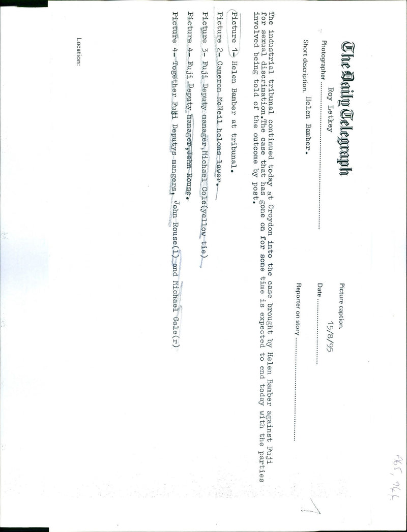 1995 THE INDUSTRIAL TRIBUNAL CONTINUED ROY LETKEY MICHAEL COLE TOGETHER JOHN - Vintage Photograph