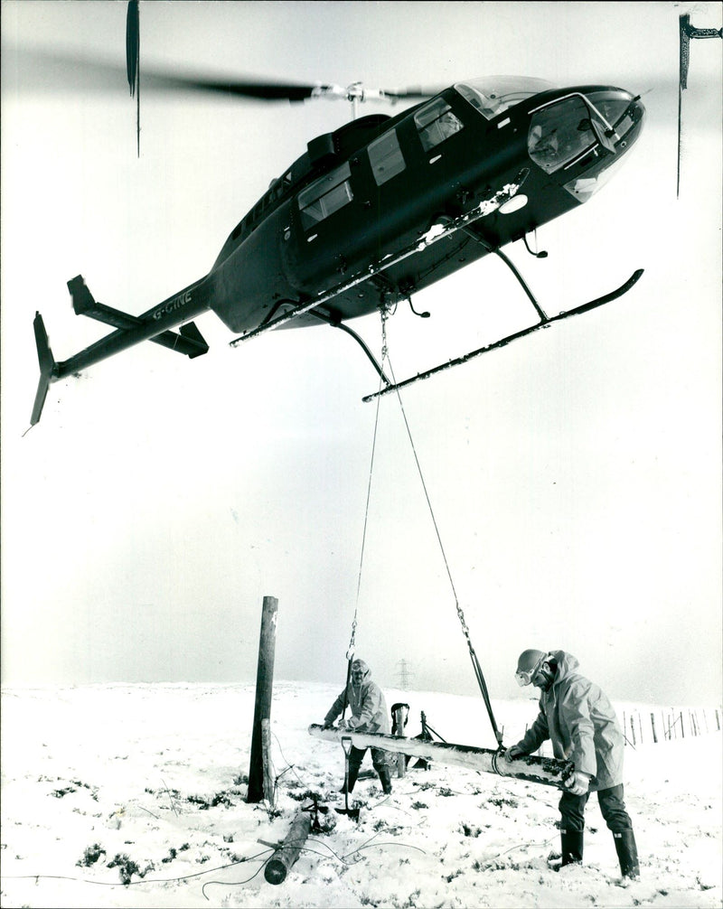 Polar Repaires aided by helicopter - Vintage Photograph