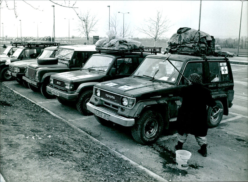 Albanian vehicles are being cleaned - Vintage Photograph