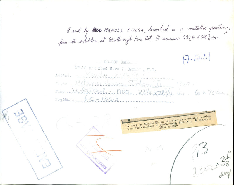 Paintings by Manuel Rivera. - Vintage Photograph