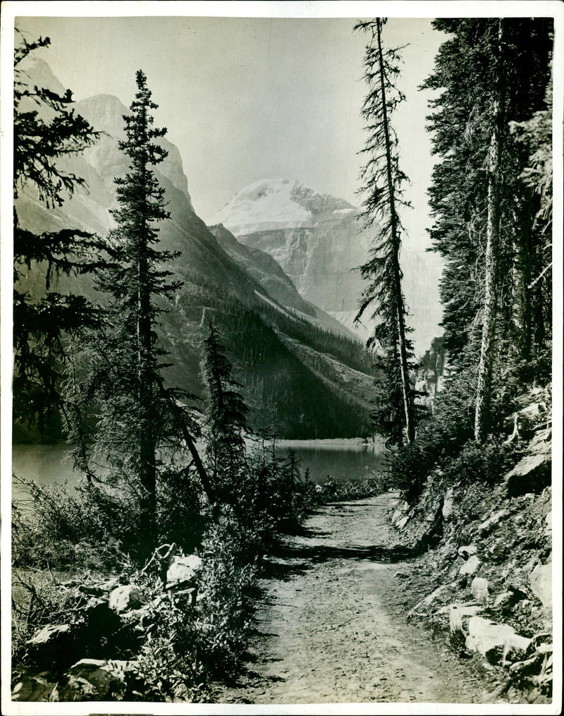 Lake Louise and Mount Lefroy at Banff National Park - Vintage Photograph