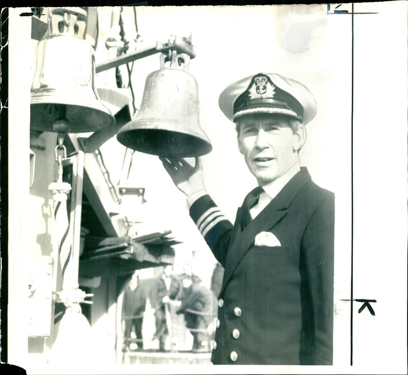 Ian Garnett beside the two ships - Vintage Photograph