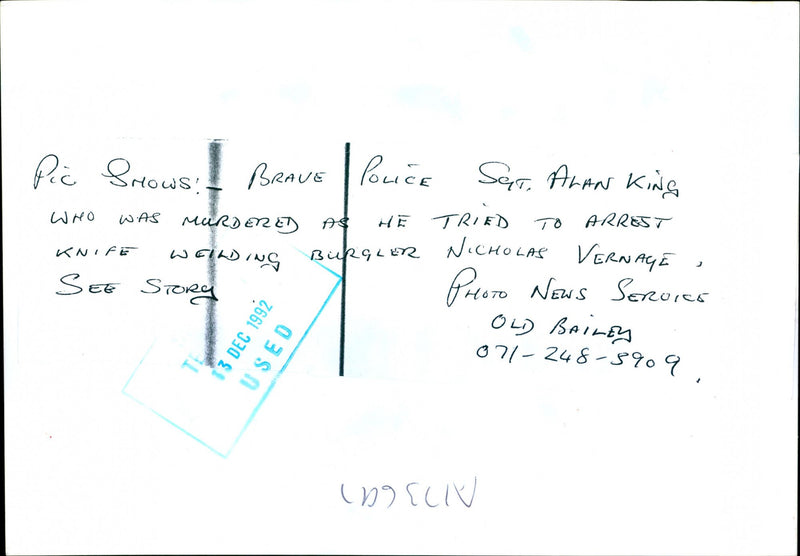 1992 ALAN KING TRIED MURDER HIS BROTHERINLAWYER NICHOLAS VERNAG OLD BAILEY - Vintage Photograph