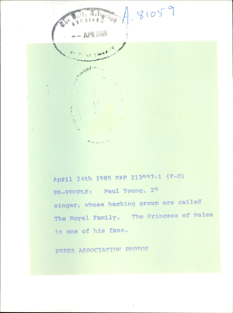 Paul Young, English singer and musician - Vintage Photograph