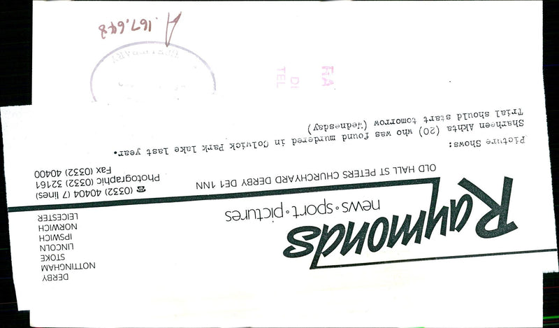 SHARHREN AKHTA WHO WAS FOUND MURDERED COLUICK PARK LAKE LAST YEAR TRIAL - Vintage Photograph