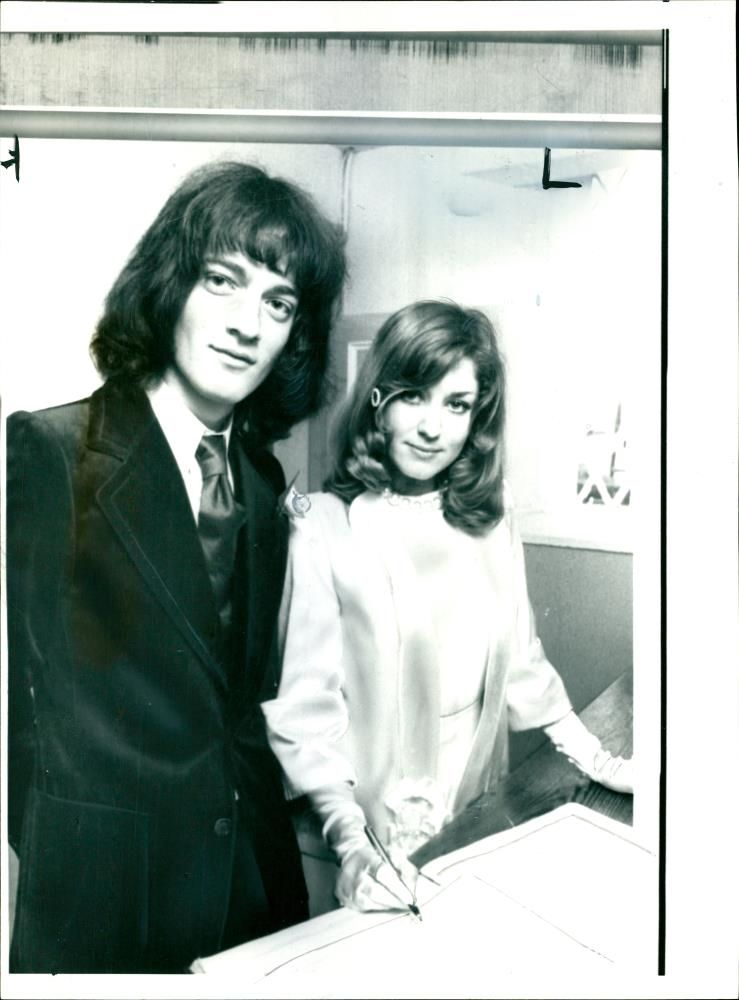 John Morris with his bride. - Vintage Photograph
