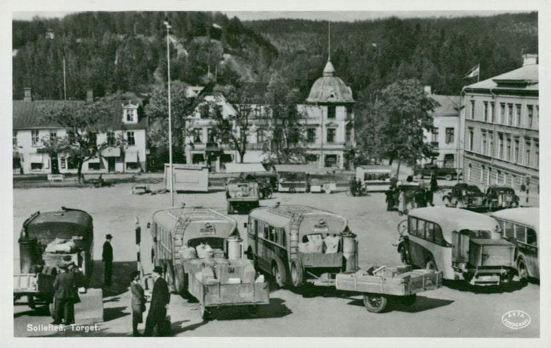 The square in SollefteÃ¥ - Vintage Photograph