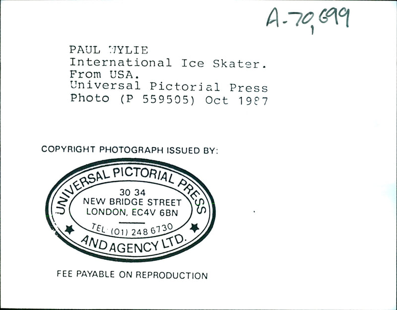 Paul Wylie, American figure skater - Vintage Photograph