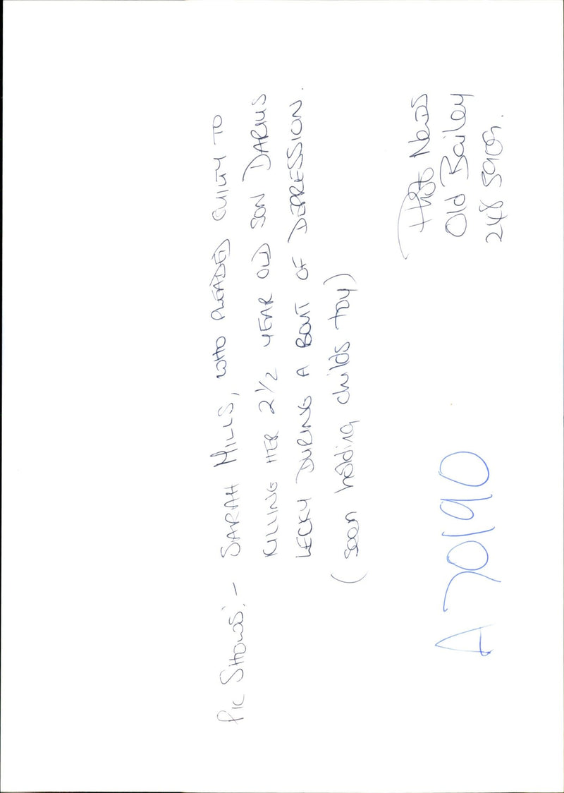 SARAH HILLS WAS FOUND GUILTY MURDERING HER YEAR SON DARIU OLD BAILEY - Vintage Photograph