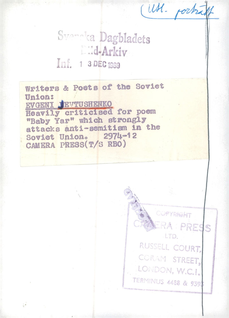 Yevgeny Yevtushenko, poet - Vintage Photograph