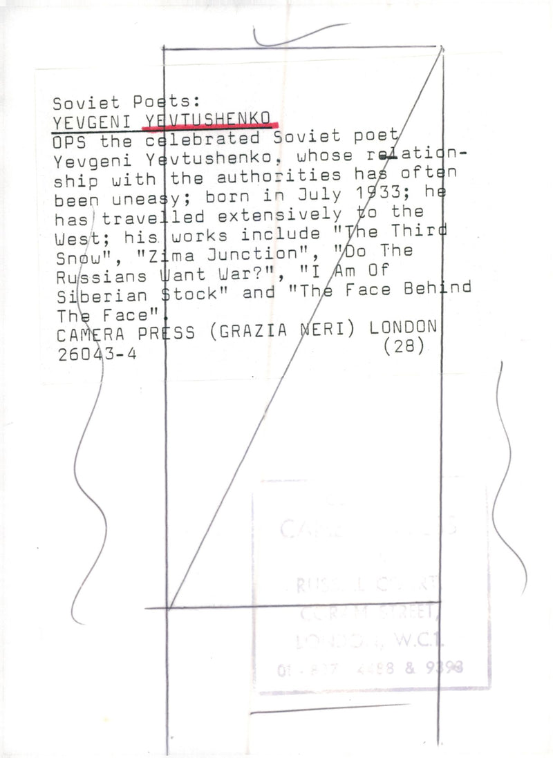 Yevgeny Yevtushenko, poet - Vintage Photograph