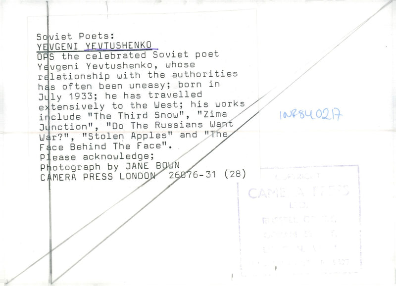 Yevgeny Yevtushenko, poet - Vintage Photograph