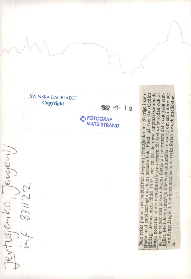 Yevgeny Yevtushenko, poet - Vintage Photograph