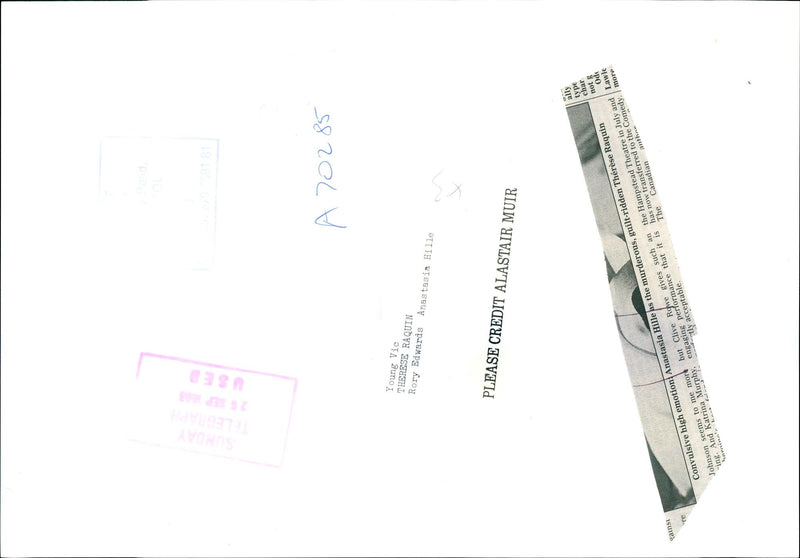 ANASTASIA HILLE THE MURDEROUS GUILT RIDDEN THER ALASTAIR MUIR JOHNSON - Vintage Photograph