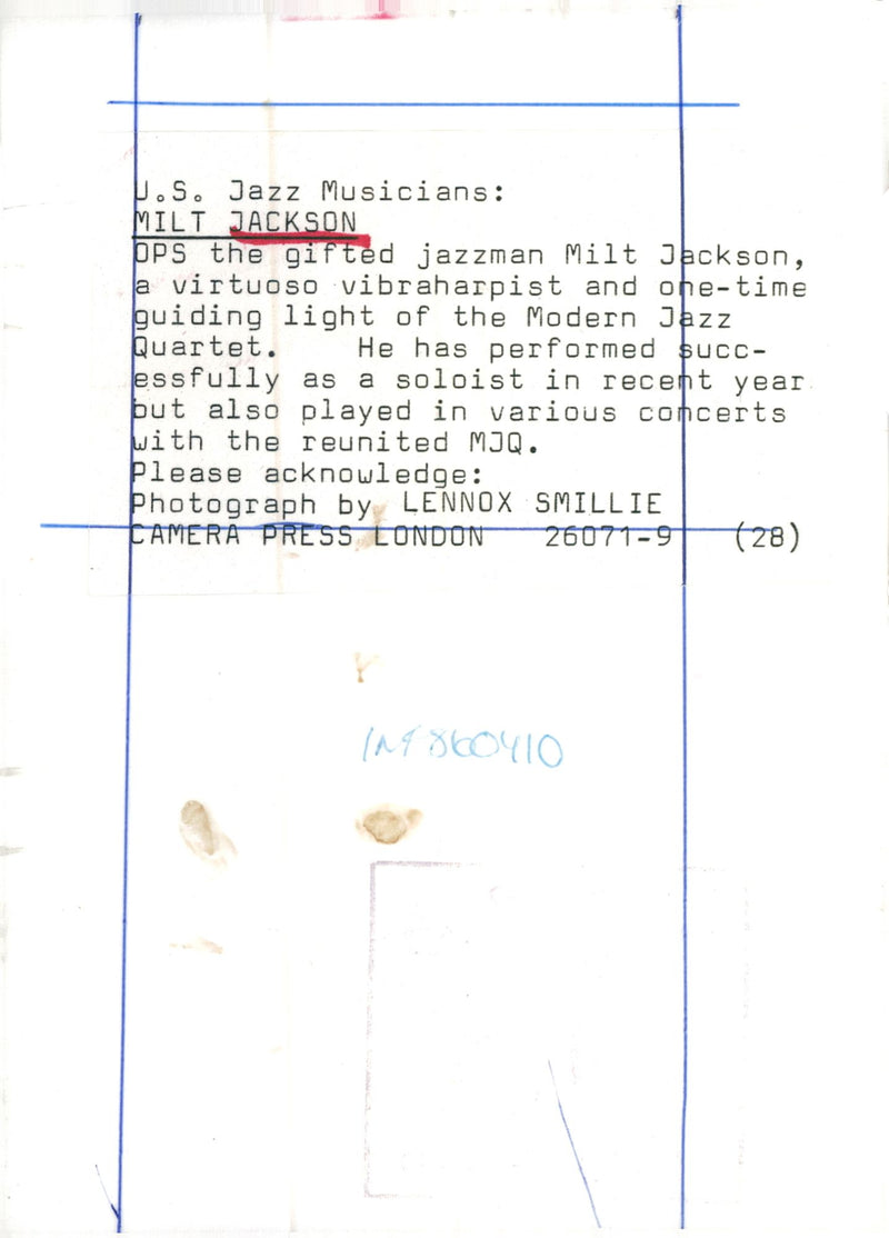 Milt Jackson, jazz musician - Vintage Photograph