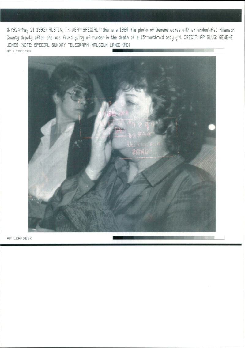 1993 GENENE JONES WAS FOUND GUILTY MURDER THE DEATH MONT MALCOLM USA - Vintage Photograph