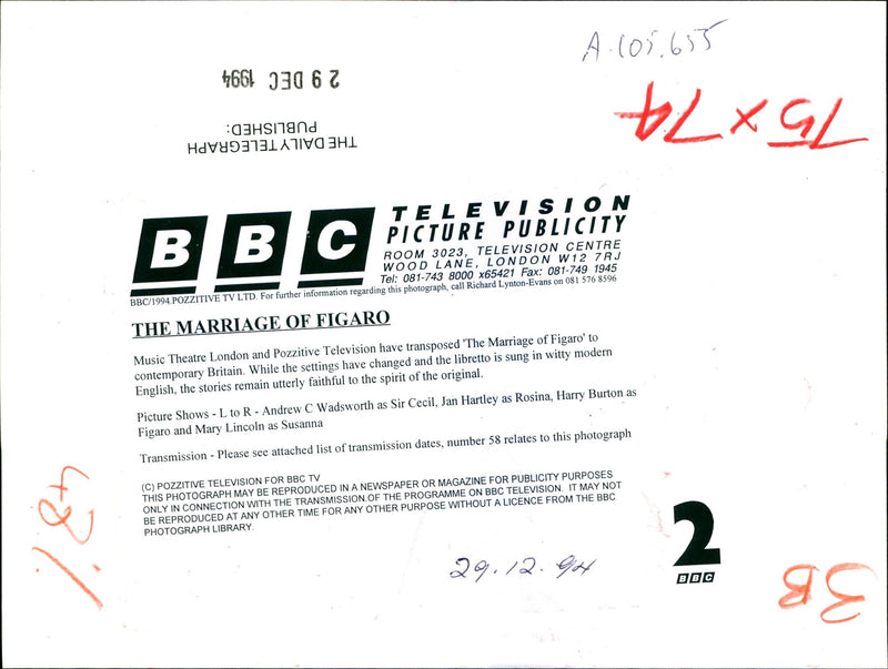 1994 MUSIC THEATRE LONDO RICHARD MAW MARY LINCOLN ROSINA SIR ENGLISH BRITAIN - Vintage Photograph