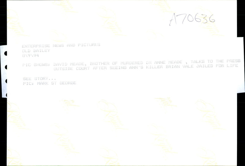 DAVID NEADE BROTHER MURDERED ANNE MEADE TALKS THE PRESS OUT - Vintage Photograph