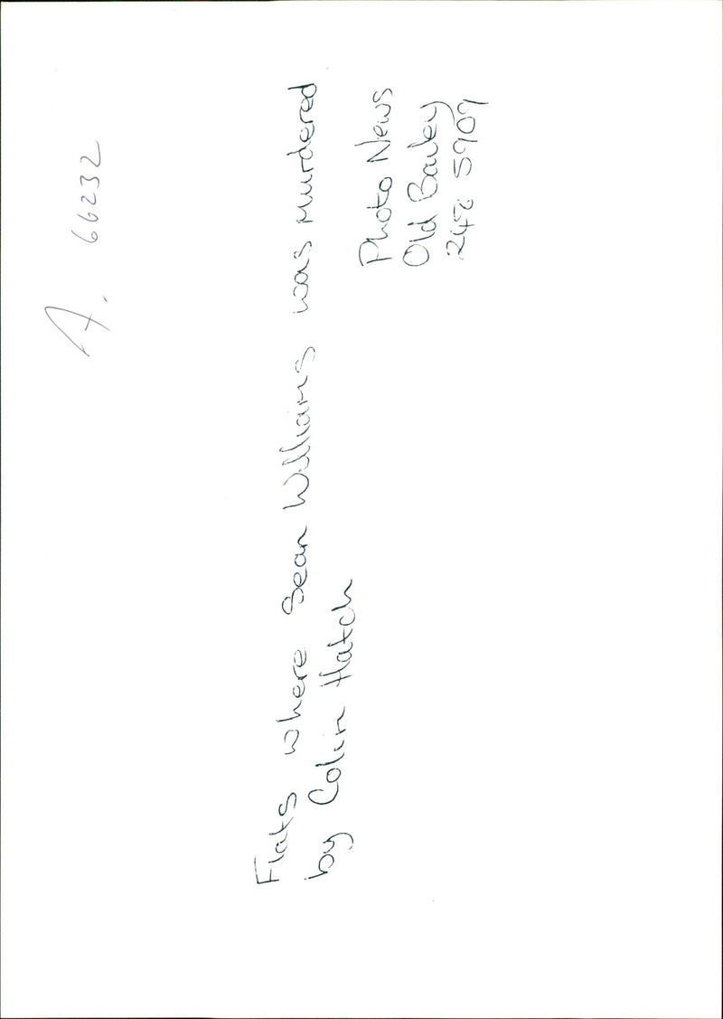 WAS MURDERED THE FLATS WHERE SEAN WILLIAMS KILLED BODY - Vintage Photograph