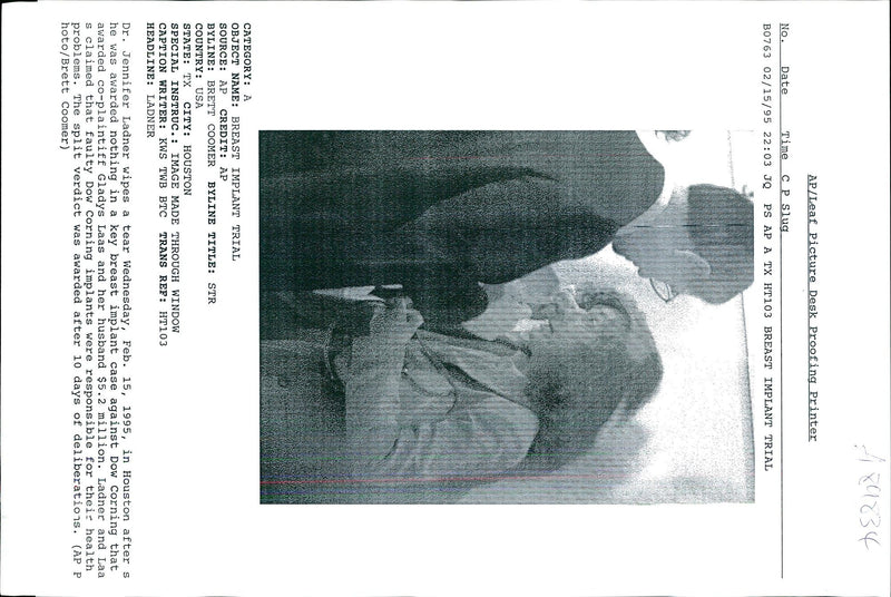 1995 LEAF PICT LADNER JENNIFER BRETT COOMER WRITER COUNTRY USA TITLE IMAGE - Vintage Photograph