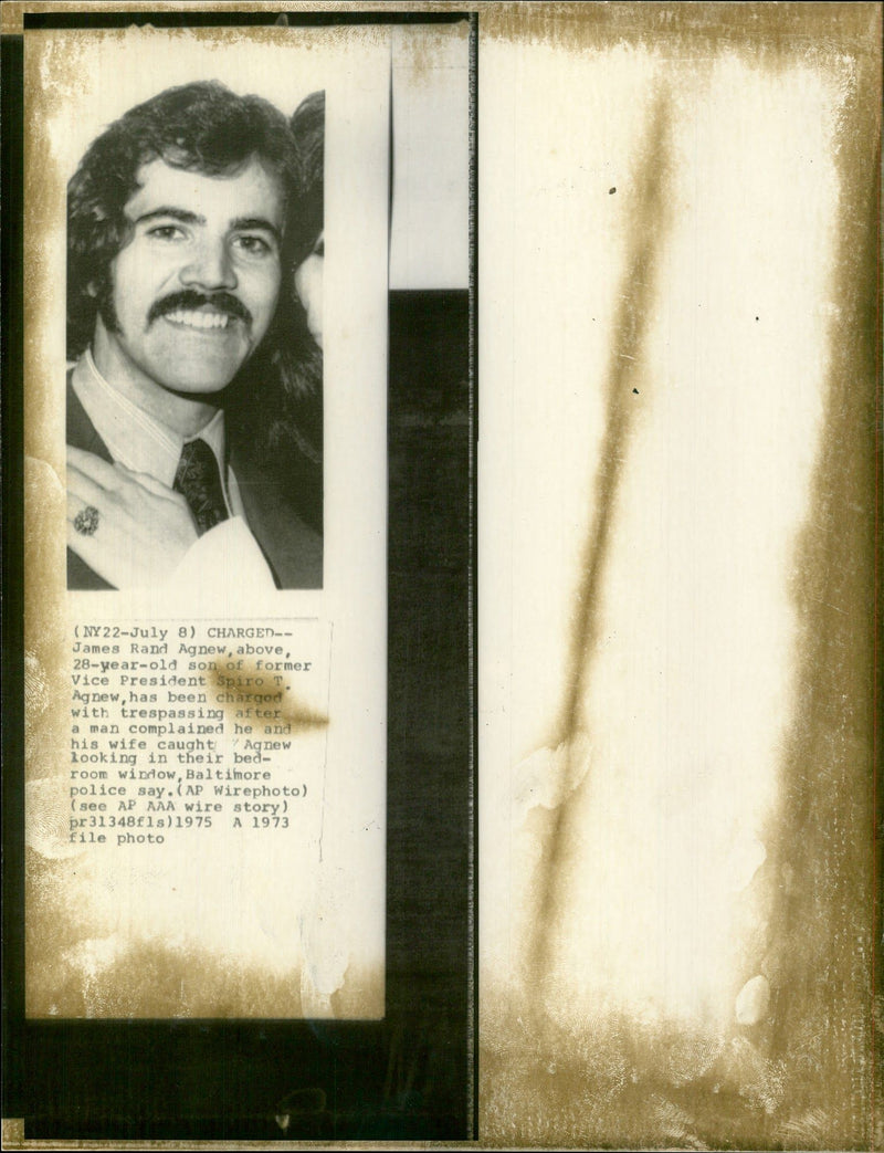 1973 JAMES RAND AGNEW SON FORMER VICE PRESIDENT SPIRO POLICE WIFE - Vintage Photograph