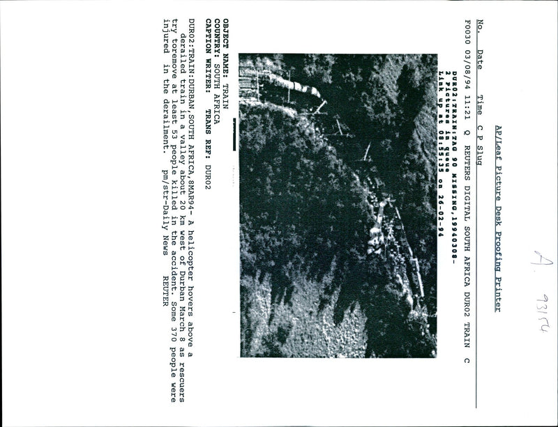 1994 LEAST PEOPLE WERE KILLED THE ACCIDENT SOME WRITER COUNTRY - Vintage Photograph