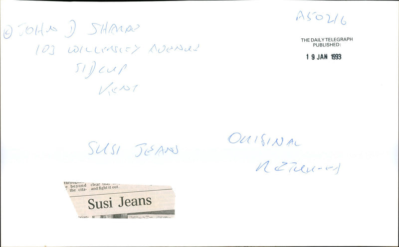 1993 THE DAILY TELEGRAPH PUBLISHED OHO SHMPE WILLIASCEY AVENUE CUP - Vintage Photograph