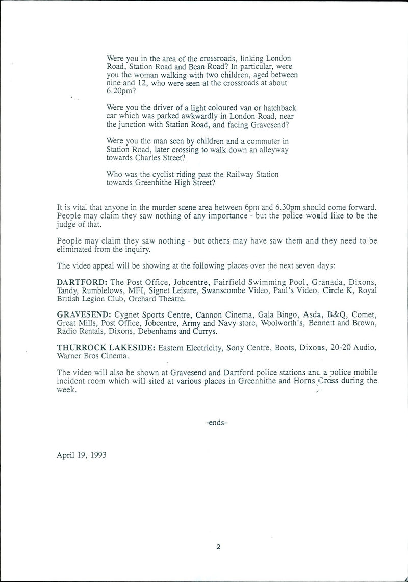 1993 ANYONE THE MURDER SCENE AREA BETWEEN CAR CHARLES BRITISH ROYAL ARMY - Vintage Photograph