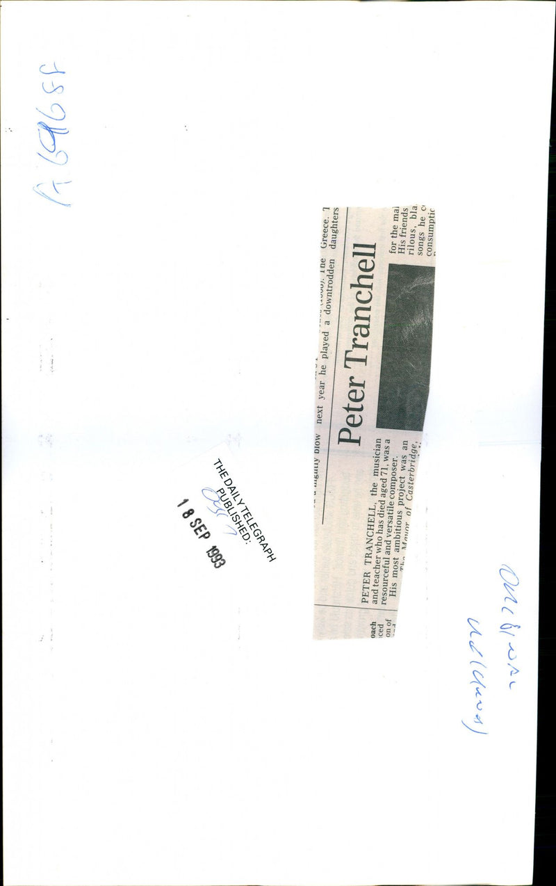 PETER TRANCHELL WAS RESOURCEFUL AND VERSATILE COMPOSE MUSICIAN DIED PLAYED - Vintage Photograph