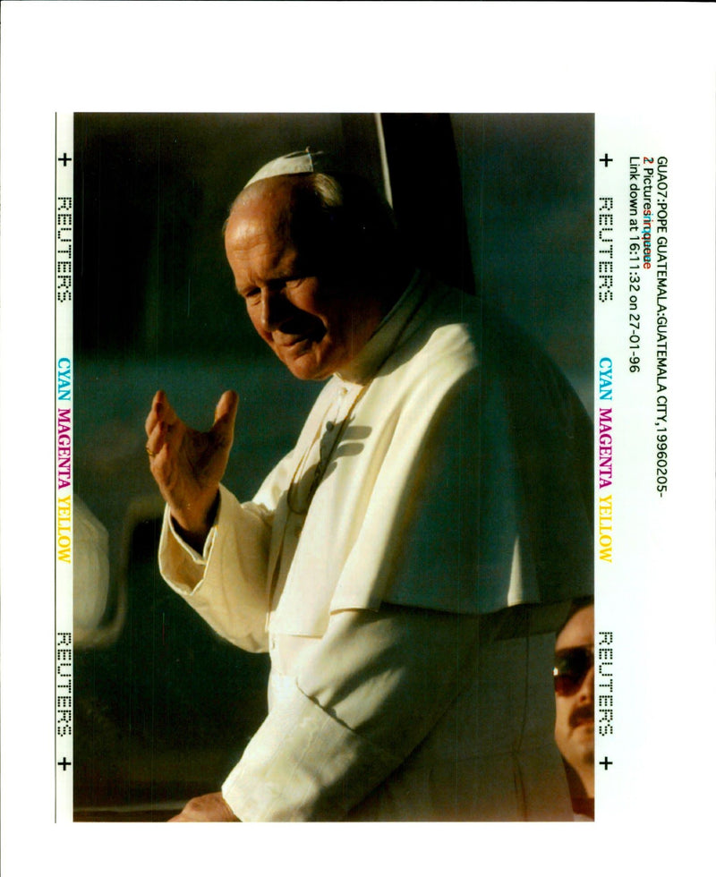 THE POPE VISITING GUATEMALA NICARAGUA JOHN PAUL GARY HERSH WRITER - Vintage Photograph