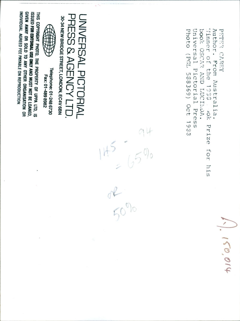 Peter Carey. - Vintage Photograph