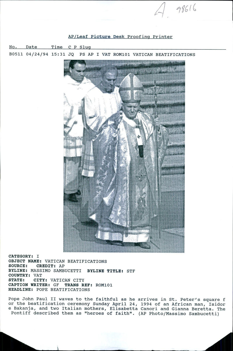 Pope John Paul II - Vintage Photograph