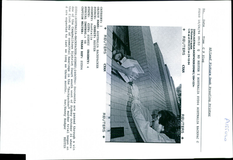 1994 HEARINGS THE BACKPACKER MURDER TRIAL BEGAN KENNY RODGER WRITER COUNTRY - Vintage Photograph