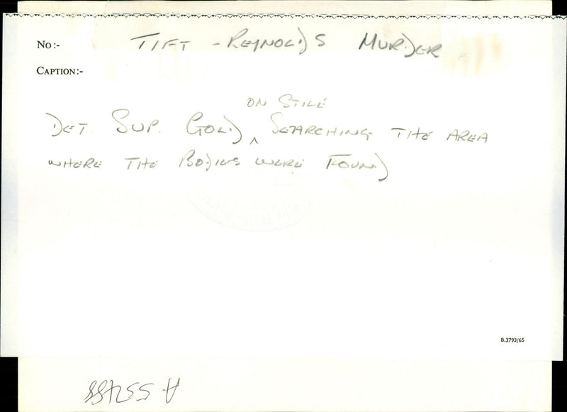 TIFT REANOCO MURDERE CAPTION STILE DET SUP GOOD SEARCHING THE - Vintage Photograph