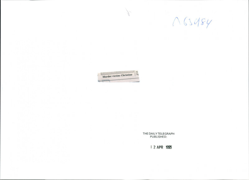 1995 CHRISTINE ROBINSON WAS MURDERED HER MOTHER WHILE SHE ASLEEP PUBLISHED - Vintage Photograph