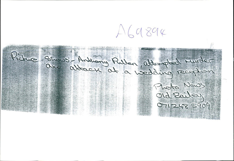 ANTHONY PULLEN ATTEMPTED MURDER AXE ATACK WEDDING RECEPT OLD BAILEY - Vintage Photograph